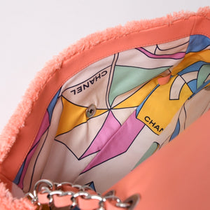 極美品 CHANEL シャネル ココビーチ フラップバッグ ショルダーバッグ 2019 マトラッセキルティング テリークロス ラムスキン ココマーク ターンロック 27番台 シルバー金具 中古 4a002885