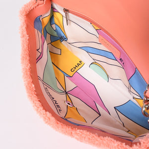 極美品 CHANEL シャネル ココビーチ フラップバッグ ショルダーバッグ 2019 マトラッセキルティング テリークロス ラムスキン ココマーク ターンロック 27番台 シルバー金具 中古 4a002885