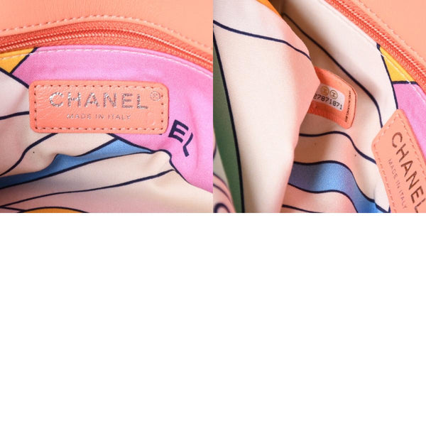 極美品 CHANEL シャネル ココビーチ フラップバッグ ショルダーバッグ 2019 マトラッセキルティング テリークロス ラムスキン ココマーク ターンロック 27番台 シルバー金具 中古 4a002885