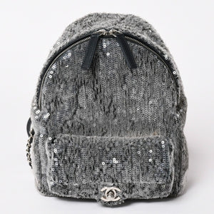 極美品 CHANEL シャネル Spangles Mini Backpack スパンコール ミニリュック 25番台 シルバー金具 シルバーチェーン 中古 4a002843