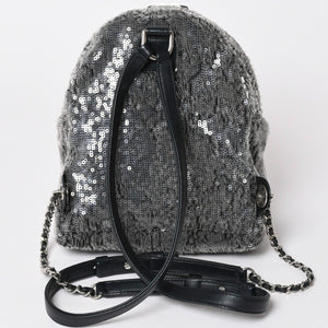 極美品 CHANEL シャネル Spangles Mini Backpack スパンコール ミニリュック 25番台 シルバー金具 シルバーチェーン 中古 4a002843
