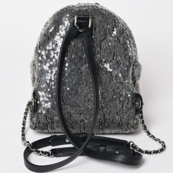 極美品 CHANEL シャネル Spangles Mini Backpack スパンコール ミニリュック 25番台 シルバー金具 シルバーチェーン 中古 4a002843
