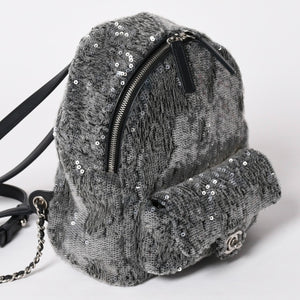 極美品 CHANEL シャネル Spangles Mini Backpack スパンコール ミニリュック 25番台 シルバー金具 シルバーチェーン 中古 4a002843