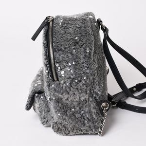 極美品 CHANEL シャネル Spangles Mini Backpack スパンコール ミニリュック 25番台 シルバー金具 シルバーチェーン 中古 4a002843