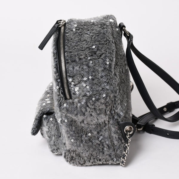 極美品 CHANEL シャネル Spangles Mini Backpack スパンコール ミニリュック 25番台 シルバー金具 シルバーチェーン 中古 4a002843
