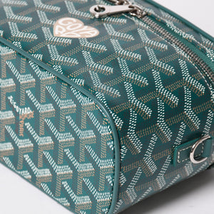 新品未使用 GOYARD ゴヤール ミューズ ヴァニティケース ミニ ナノ バニティバッグ グリーン マカージュ 2way ゴヤールディンキャンバス カーフスキン 中古 4a002609