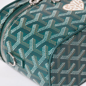 新品未使用 GOYARD ゴヤール ミューズ ヴァニティケース ミニ ナノ バニティバッグ グリーン マカージュ 2way ゴヤールディンキャンバス カーフスキン 中古 4a002609
