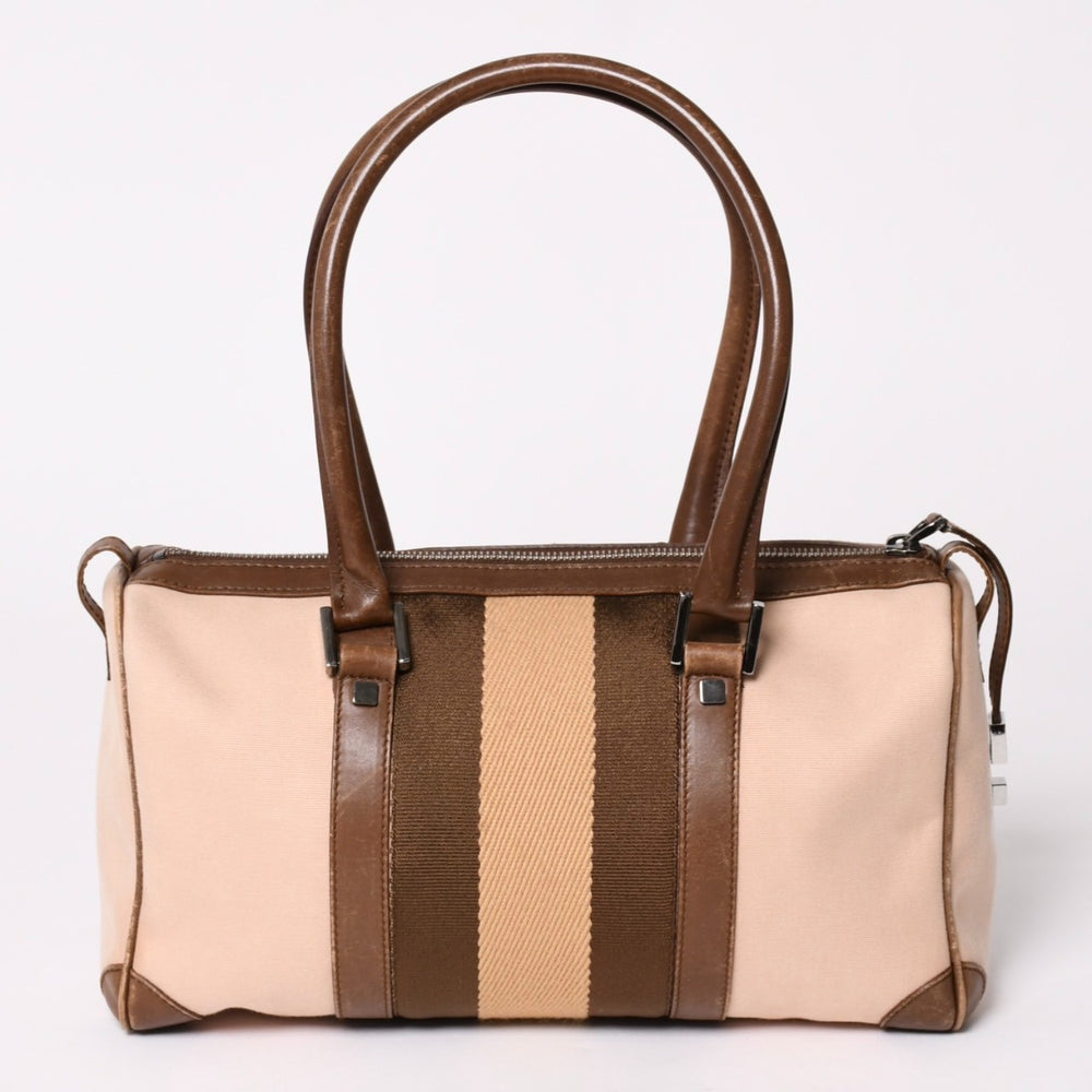 GUCCI グッチ ミニボストン シェリーライン ハンドバッグ 000 0851 キャンバス レザー ピンク ブラウン 美品 中古 4a002498
