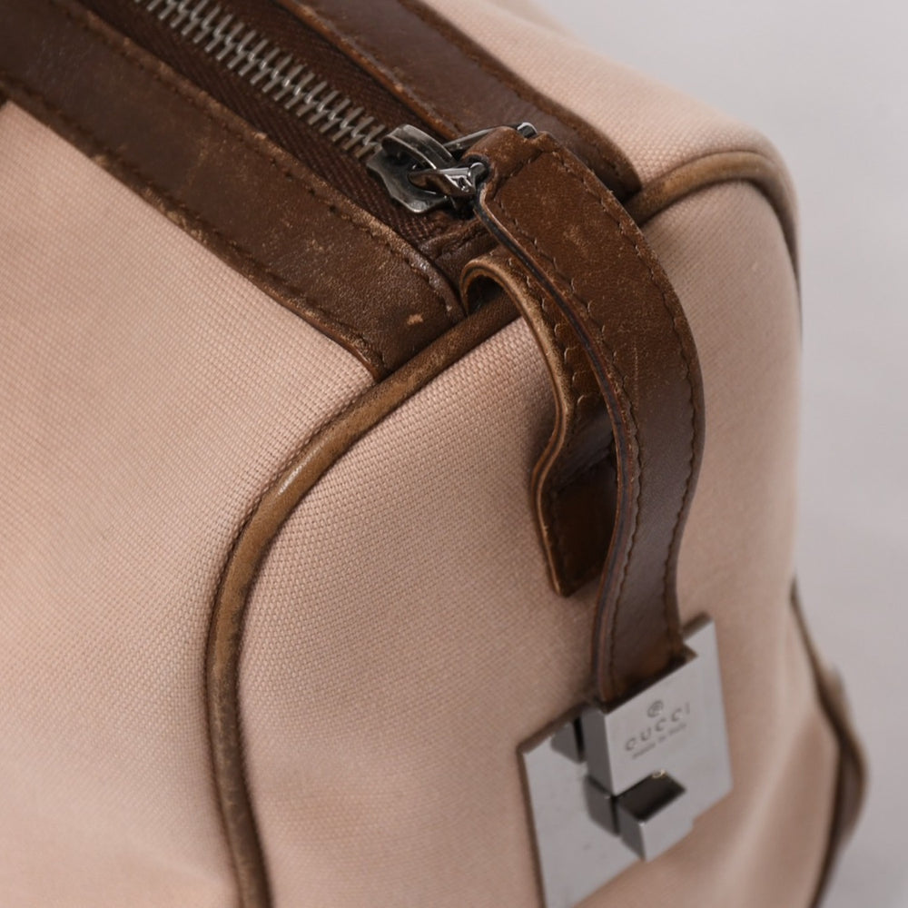 GUCCI Gucci Mini Boston Sherry Line Handbag 000 0851 Canvas Leather Pink Brown Good Condition Used 4a002498