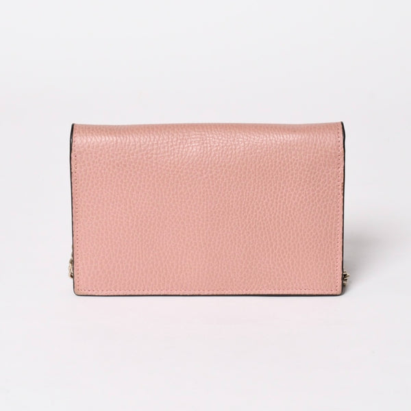 GUCCI グッチ インターロッキングGチェーンウォレット ペブルドレザー ショルダーバッグ クラッチバッグ ピンク ゴールド金具 510314 美品 中古 4a002001