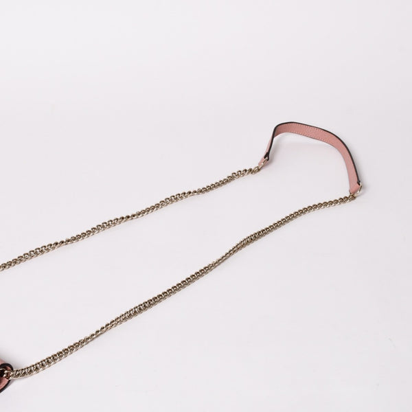 GUCCI グッチ インターロッキングGチェーンウォレット ペブルドレザー ショルダーバッグ クラッチバッグ ピンク ゴールド金具 510314 美品 中古 4a002001
