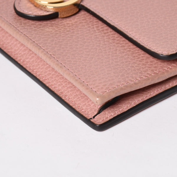 GUCCI グッチ インターロッキングGチェーンウォレット ペブルドレザー ショルダーバッグ クラッチバッグ ピンク ゴールド金具 510314 美品 中古 4a002001