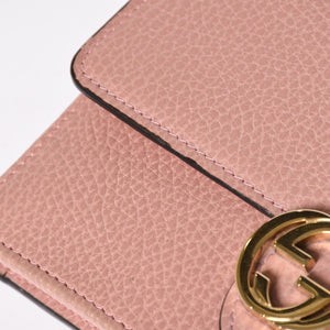 GUCCI グッチ インターロッキングGチェーンウォレット ペブルドレザー ショルダーバッグ クラッチバッグ ピンク ゴールド金具 510314 美品 中古 4a002001