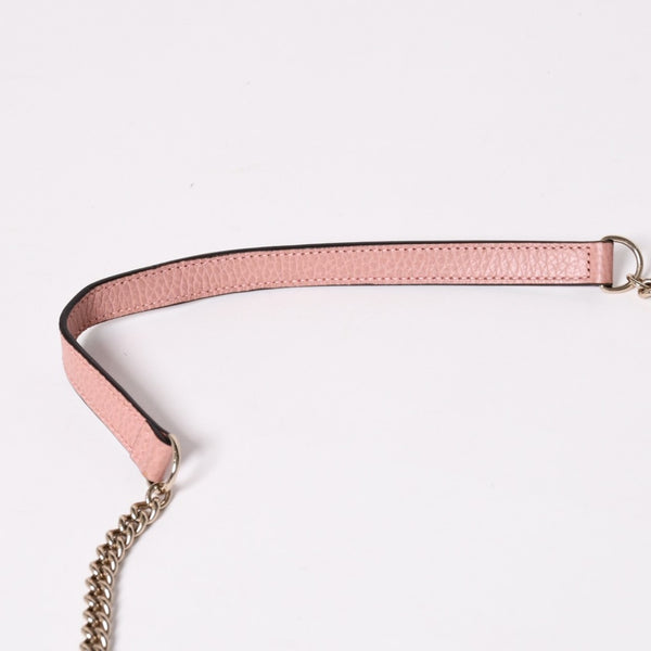 GUCCI グッチ インターロッキングGチェーンウォレット ペブルドレザー ショルダーバッグ クラッチバッグ ピンク ゴールド金具 510314 美品 中古 4a002001