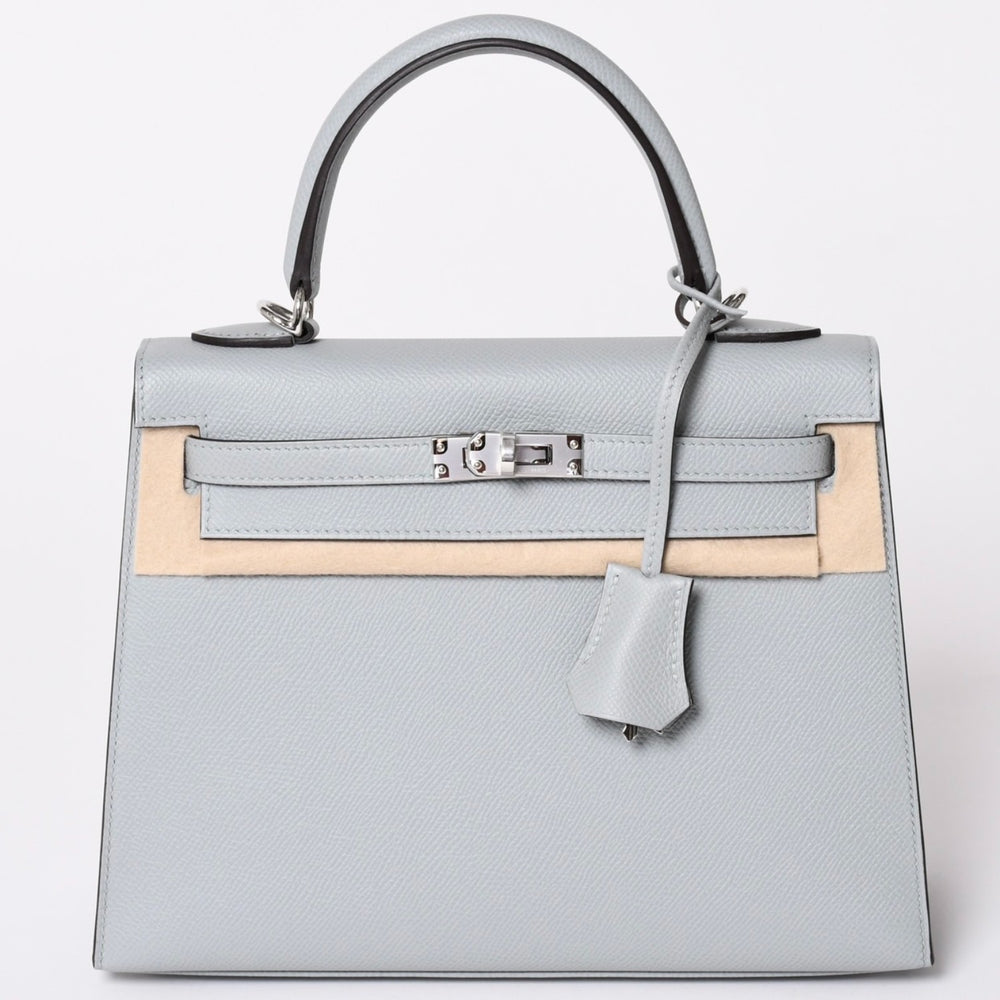 New and unused HERMES KELLY 25 2WAY handbag outside stitching Epson blue glacier silver hardware K stamp used 4a002613