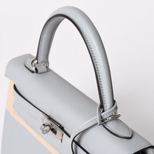 画像をギャラリービューアに読み込む, 新品未使用 HERMES エルメス KELLY ケリー 25 2WAY ハンドバッグ 外縫い エプソン ブルーグラシエ シルバー金具 K刻印 中古 4a002613