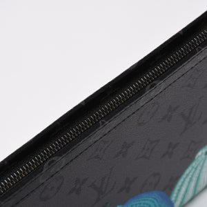 極美品 LOUIS VUITTON ルイヴィトン 草間彌生 ポシェット・ヴォワヤージュMM M81973 シルバー金具 ブラック 中古 4a002617