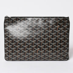 極美品 ゴヤール GOYARD クラッチバッグ ハンドバッグ セナMM 黒 ブラック PVC レザー トップファスナー 中古 4a002762