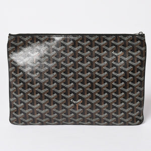極美品 ゴヤール GOYARD クラッチバッグ ハンドバッグ セナMM 黒 ブラック PVC レザー トップファスナー 中古 4a002762