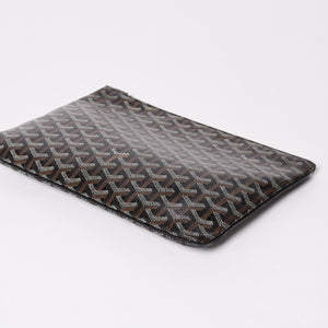 極美品 ゴヤール GOYARD クラッチバッグ ハンドバッグ セナMM 黒 ブラック PVC レザー トップファスナー 中古 4a002762