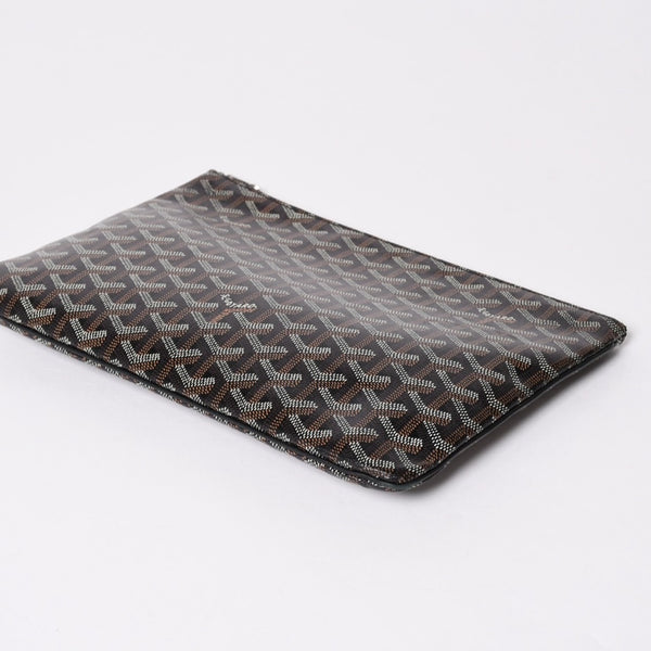 極美品 ゴヤール GOYARD クラッチバッグ ハンドバッグ セナMM 黒 ブラック PVC レザー トップファスナー 中古 4a002762