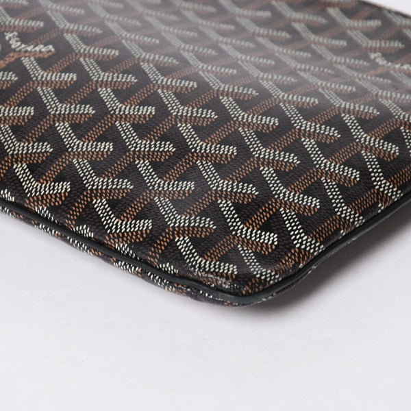極美品 ゴヤール GOYARD クラッチバッグ ハンドバッグ セナMM 黒 ブラック PVC レザー トップファスナー 中古 4a002762
