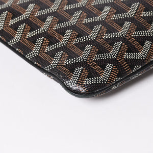 極美品 ゴヤール GOYARD クラッチバッグ ハンドバッグ セナMM 黒 ブラック PVC レザー トップファスナー 中古 4a002762