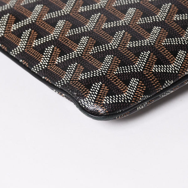 極美品 ゴヤール GOYARD クラッチバッグ ハンドバッグ セナMM 黒 ブラック PVC レザー トップファスナー 中古 4a002762
