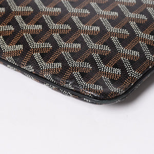 極美品 ゴヤール GOYARD クラッチバッグ ハンドバッグ セナMM 黒 ブラック PVC レザー トップファスナー 中古 4a002762