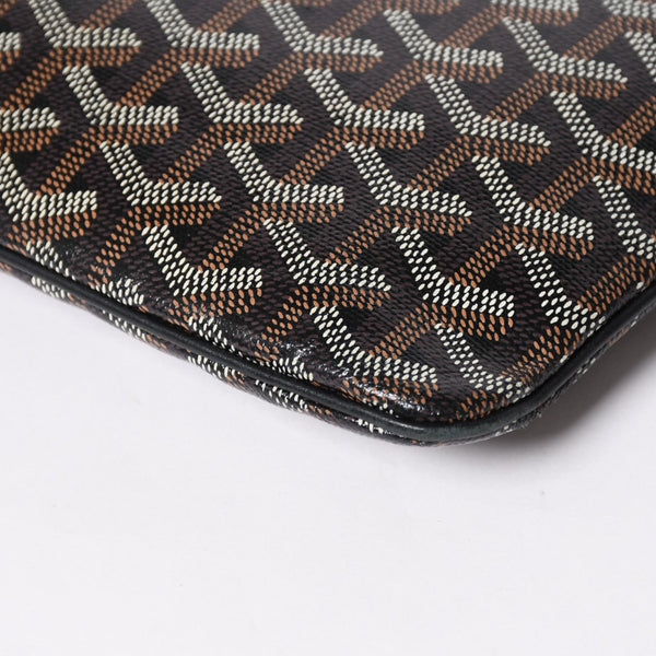 極美品 ゴヤール GOYARD クラッチバッグ ハンドバッグ セナMM 黒 ブラック PVC レザー トップファスナー 中古 4a002762
