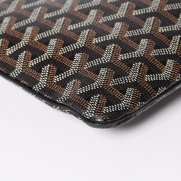 極美品 ゴヤール GOYARD クラッチバッグ ハンドバッグ セナMM 黒 ブラック PVC レザー トップファスナー 中古 4a002762