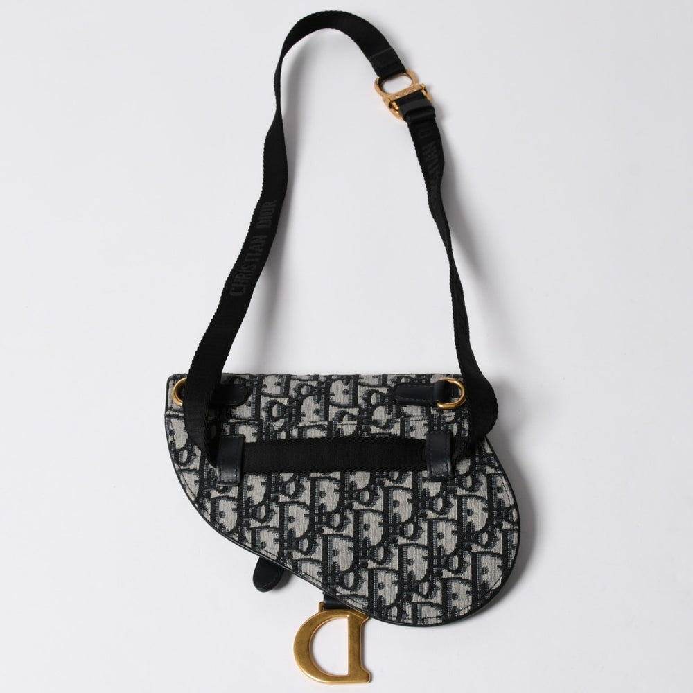 Christian Dior クリスチャンディオール ウエストポーチ サドルバッグ トロッター 総柄 コットンキャンバス 50-MA-1119 ゴールド金具 美品 中古 4a002026