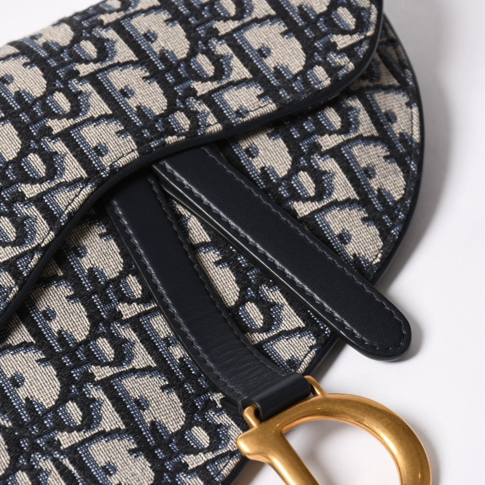 Christian Dior クリスチャンディオール ウエストポーチ サドルバッグ トロッター 総柄 コットンキャンバス 50-MA-1119 ゴールド金具 美品 中古 4a002026