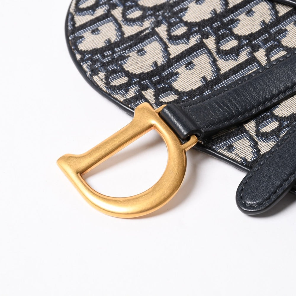 Christian Dior クリスチャンディオール ウエストポーチ サドルバッグ トロッター 総柄 コットンキャンバス 50-MA-1119 ゴールド金具 美品 中古 4a002026