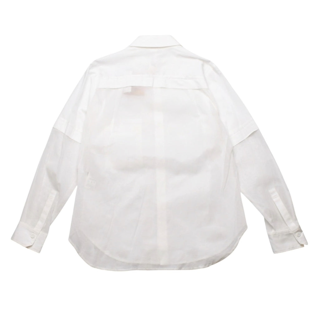 Very good condition GroundY Yohji Yamamoto organdy combination blouse shirt see-through white blouse GZ-B03-806 Used 4a002156