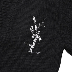 極美品 SAINT LAURENT PARIS サンローランパリ カーディガン スパンコール ブラック 670116 中古 4a002632