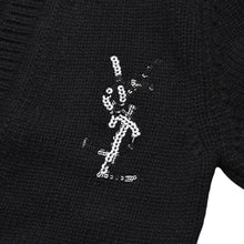 画像をギャラリービューアに読み込む, 極美品 SAINT LAURENT PARIS サンローランパリ カーディガン スパンコール ブラック 670116 中古 4a002632