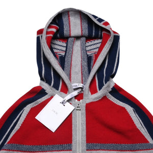 極美品 Christian Dior クリスチャンディオール ジッパー スリムニット フーディ レッド グレー ネイビー 中古 4a003191