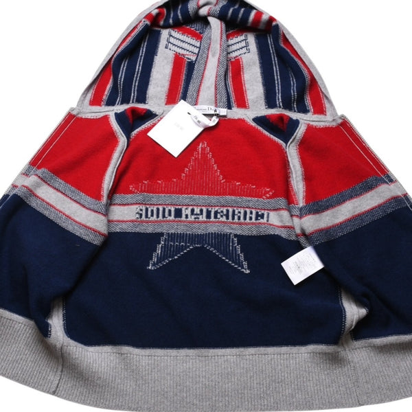 極美品 Christian Dior クリスチャンディオール ジッパー スリムニット フーディ レッド グレー ネイビー 中古 4a003191
