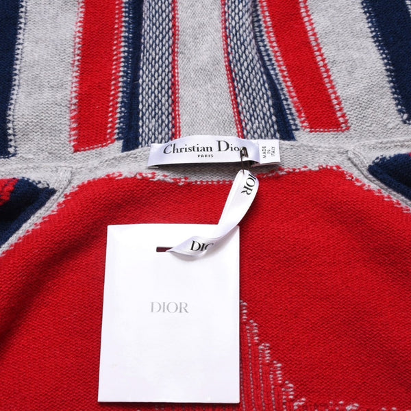 極美品 Christian Dior クリスチャンディオール ジッパー スリムニット フーディ レッド グレー ネイビー 中古 4a003191