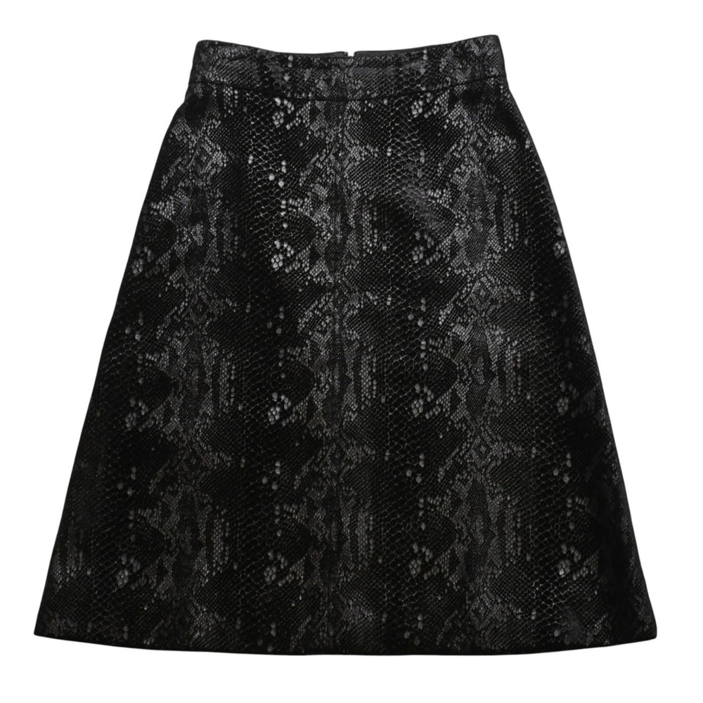極美品 SAINT LAURENT サンローラン ベルベットスネークエフェクト Aライン ミディスカート 630863 Y744N ベルベット パイソン柄 Aライン ミディ丈 スカート 中古 4a002646