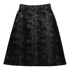 極美品 SAINT LAURENT サンローラン ベルベットスネークエフェクト Aライン ミディスカート 630863 Y744N ベルベット パイソン柄 Aライン ミディ丈 スカート 中古 4a002646