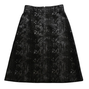 極美品 SAINT LAURENT サンローラン ベルベットスネークエフェクト Aライン ミディスカート 630863 Y744N ベルベット パイソン柄 Aライン ミディ丈 スカート 中古 4a002646