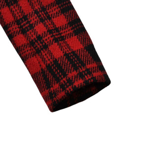 極美品 SAINT LAURENT サンローラン バッファローチェック柄ダブルブレストジャケット タータンチェック 357409 Y290E レッド ブラック アウター Pコート ショート丈 中古 4a002641