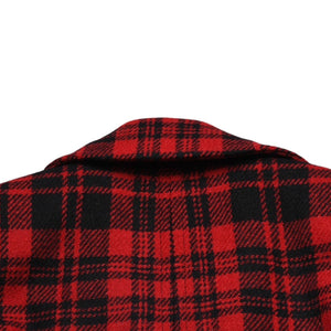 極美品 SAINT LAURENT サンローラン バッファローチェック柄ダブルブレストジャケット タータンチェック 357409 Y290E レッド ブラック アウター Pコート ショート丈 中古 4a002641