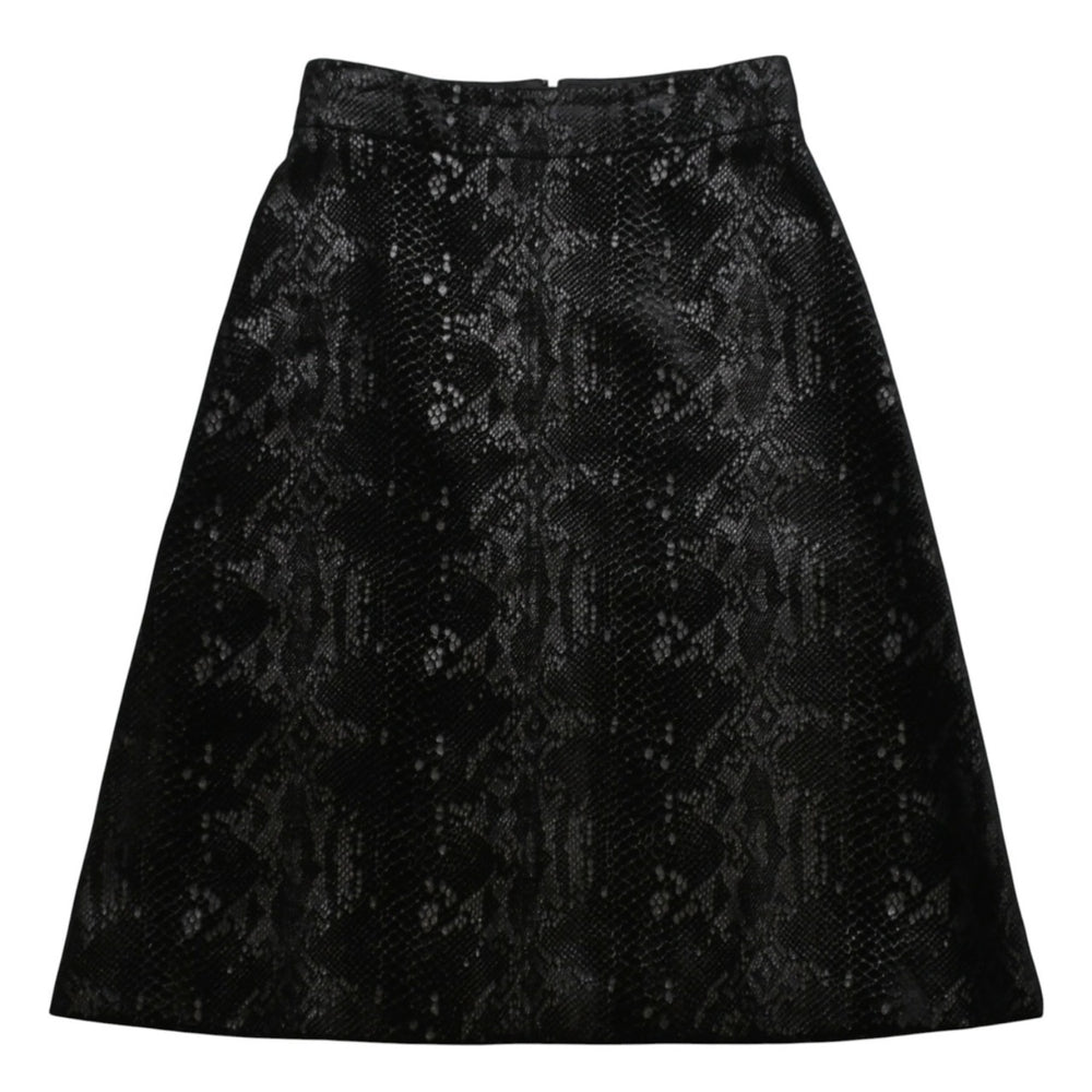 極美品 SAINT LAURENT サンローラン ベルベットスネークエフェクト Aライン ミディスカート 630863 Y744N ベルベット パイソン柄 Aライン ミディ丈 スカート 中古 4a002646