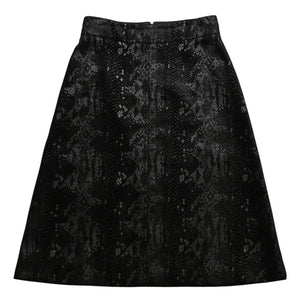 極美品 SAINT LAURENT サンローラン ベルベットスネークエフェクト Aライン ミディスカート 630863 Y744N ベルベット パイソン柄 Aライン ミディ丈 スカート 中古 4a002646