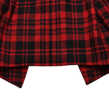 画像をギャラリービューアに読み込む, 極美品 SAINT LAURENT サンローラン バッファローチェック柄ダブルブレストジャケット タータンチェック 357409 Y290E レッド ブラック アウター Pコート ショート丈 中古 4a002641