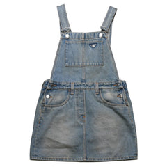 極美品 PRADA プラダ トライアングルロゴ Denim デニム ジャンパースカート オーバーオール GFA132 中古 4a002559