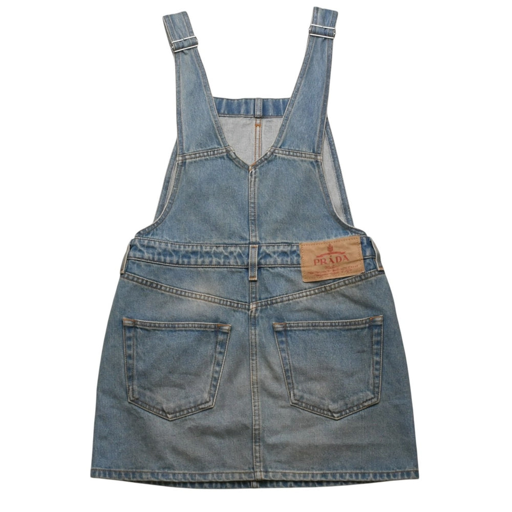 極美品 PRADA プラダ トライアングルロゴ Denim デニム ジャンパースカート オーバーオール GFA132 中古 4a002559
